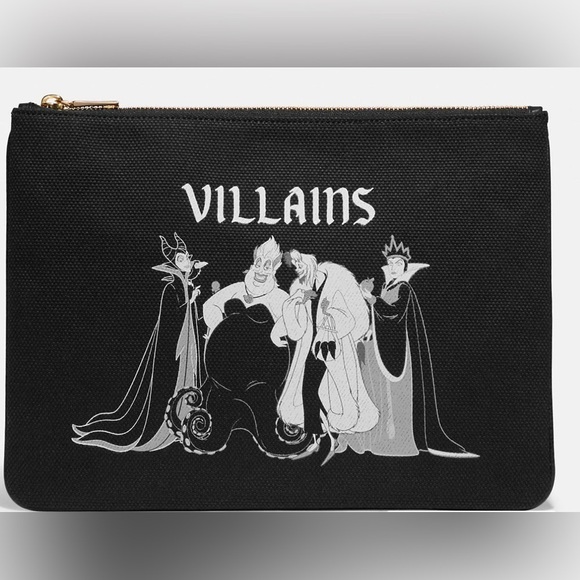 New! Coach Disney X Coach Large Pouch Villains Motif Ursula Cruella - Picture 1 of 6